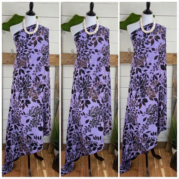 Purple/ Brown/Black Floral SARONG Pareo Lavalava Beach Wrap Skirt Summer Scarf - Picture 1 of 5